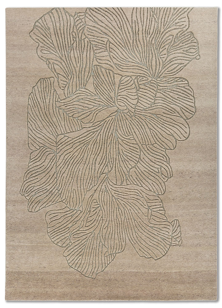 azalea ivory wool hand knotted Rug - HeadShot