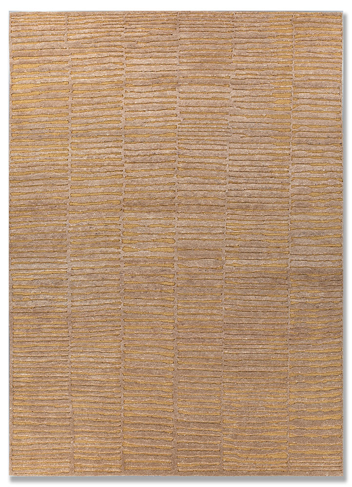 azalea beige and brown wool hand knotted Rug - HeadShot