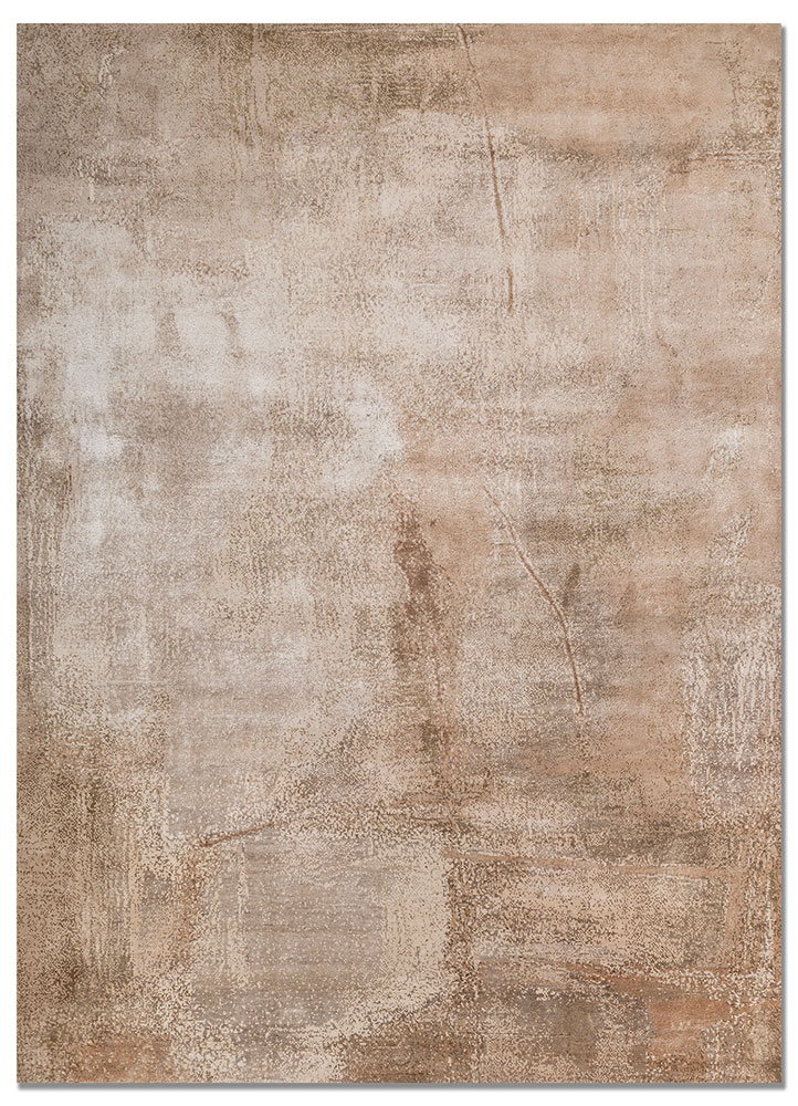 aprezo beige and brown bamboo silk hand knotted Rug - HeadShot