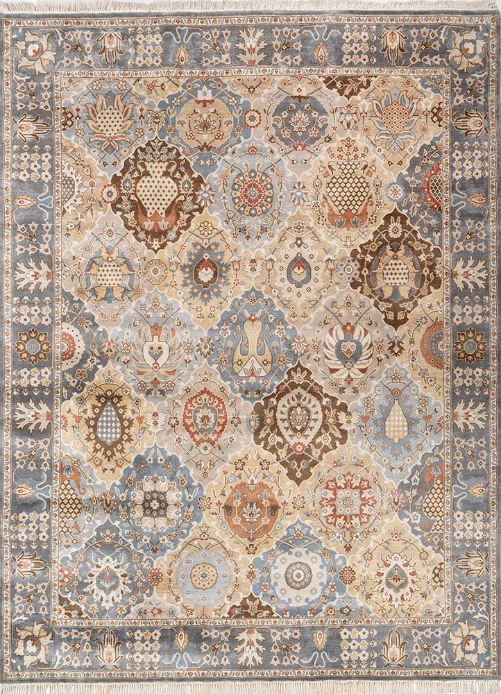 gulmarg blue silk hand knotted Rug - HeadShot