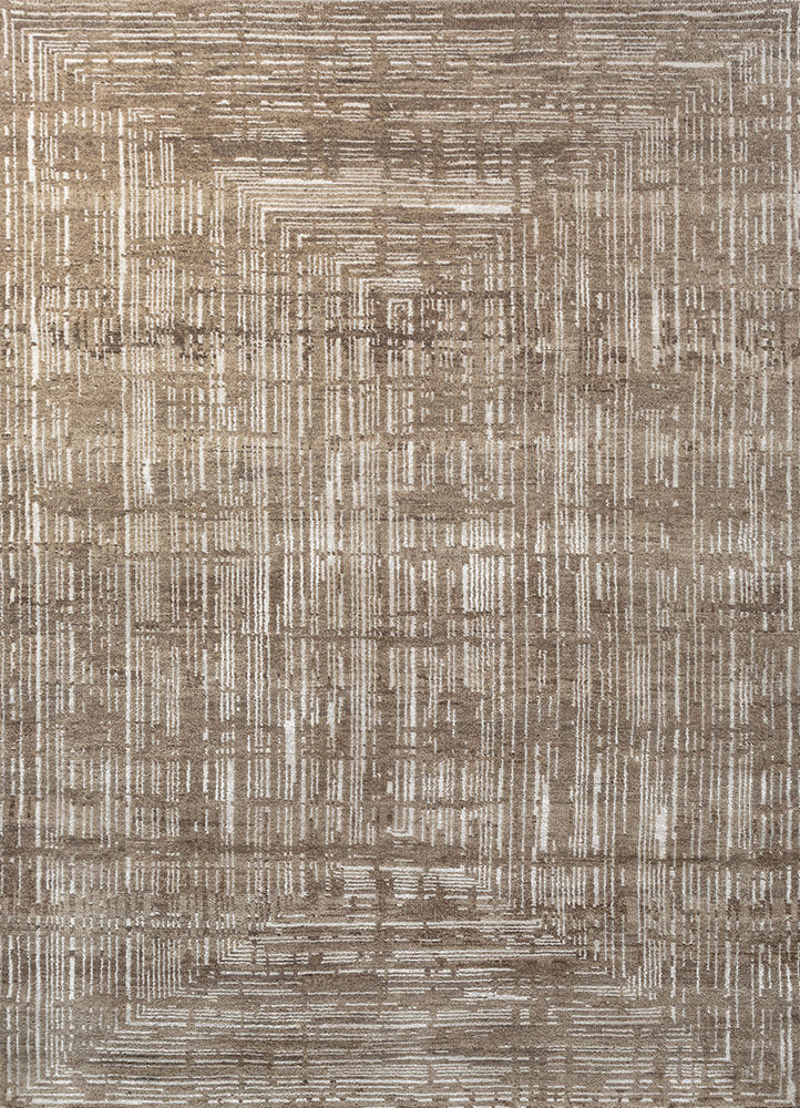 uvenuti beige and brown wool and bamboo silk hand knotted Rug - HeadShot