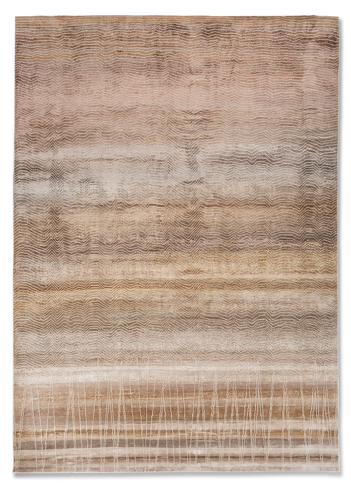 azalea ivory wool and bamboo silk hand knotted Rug - HeadShot