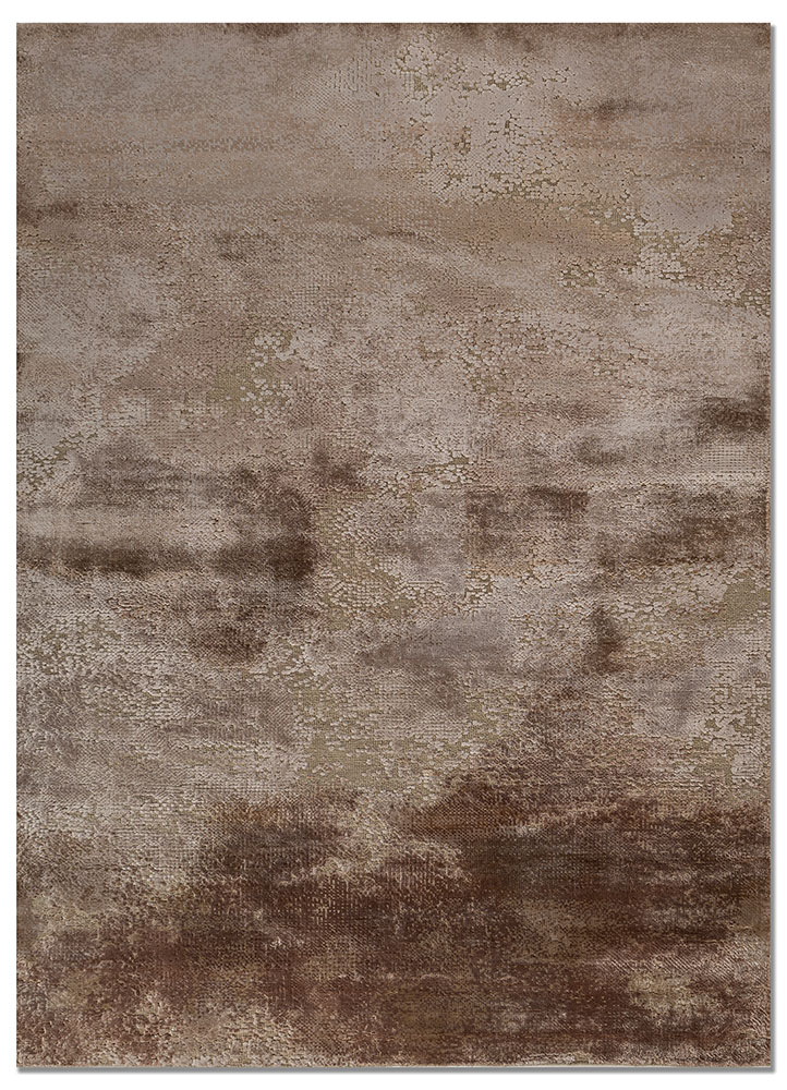 uvenuti beige and brown wool and bamboo silk hand knotted Rug - HeadShot