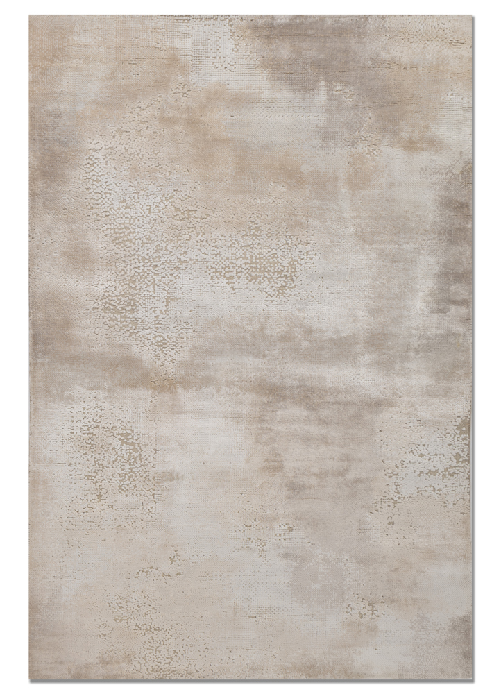 aprezo ivory wool and bamboo silk hand knotted Rug - HeadShot