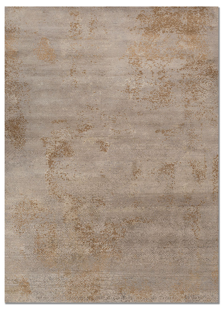 entropy ivory wool and bamboo silk hand knotted Rug - HeadShot