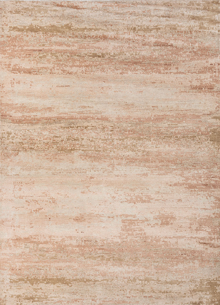 entropy beige and brown wool and bamboo silk hand knotted Rug - HeadShot