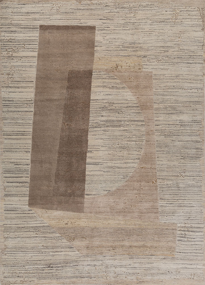aakar by kavi ivory afghan wool and bamboo silk hand knotted Rug - HeadShot