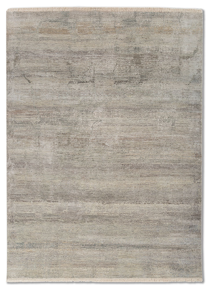 entropy blue wool and bamboo silk hand knotted Rug - HeadShot