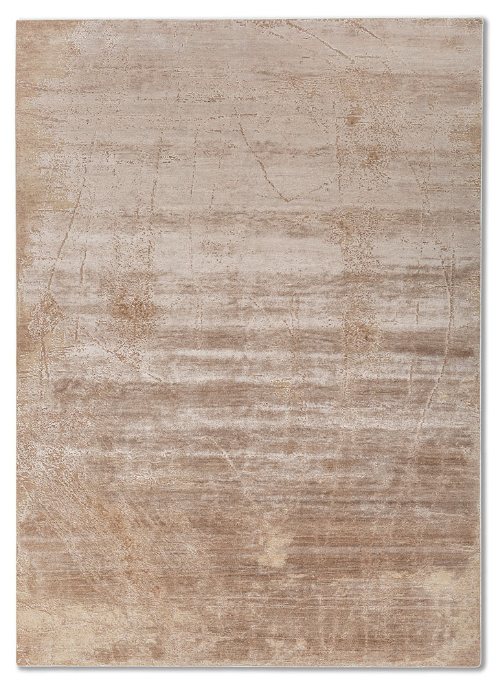 entropy ivory wool and bamboo silk hand knotted Rug - HeadShot