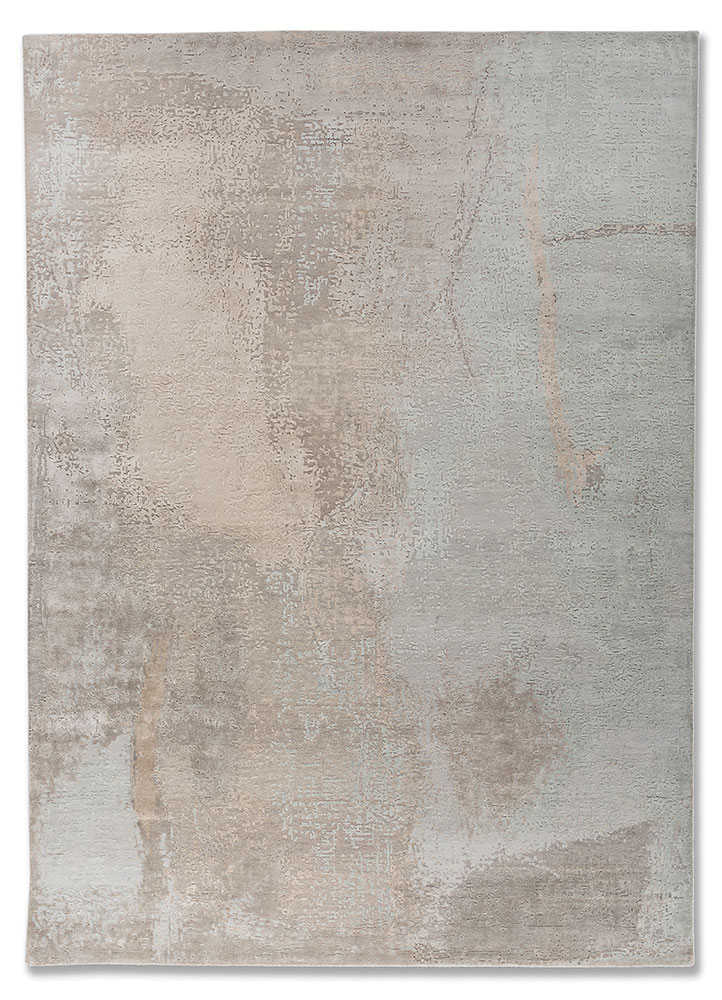 entropy grey and black wool and bamboo silk hand knotted Rug - HeadShot