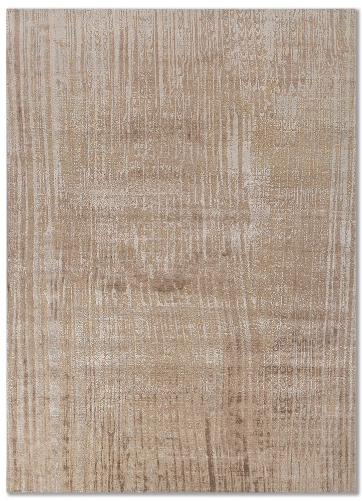 entropy ivory wool and bamboo silk hand knotted Rug - HeadShot