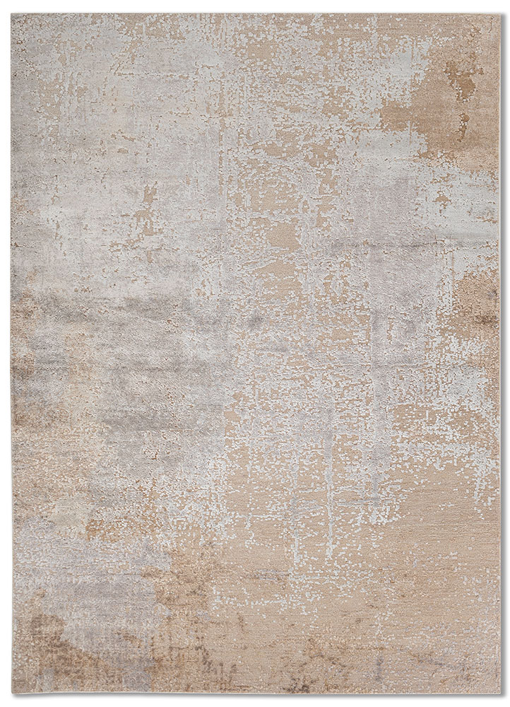 entropy ivory wool and bamboo silk hand knotted Rug - HeadShot