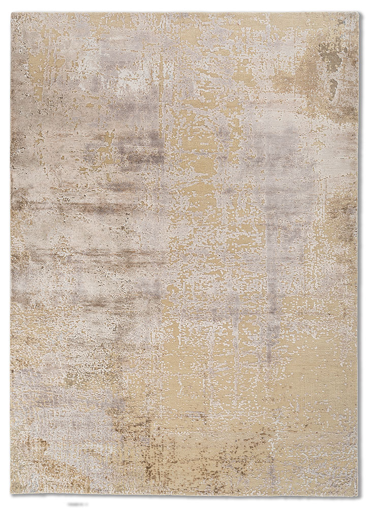 entropy ivory wool and bamboo silk hand knotted Rug - HeadShot