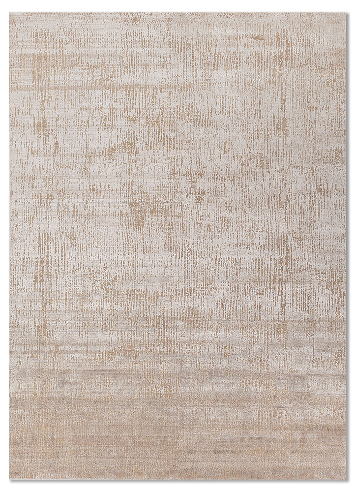 entropy ivory wool and bamboo silk hand knotted Rug - HeadShot