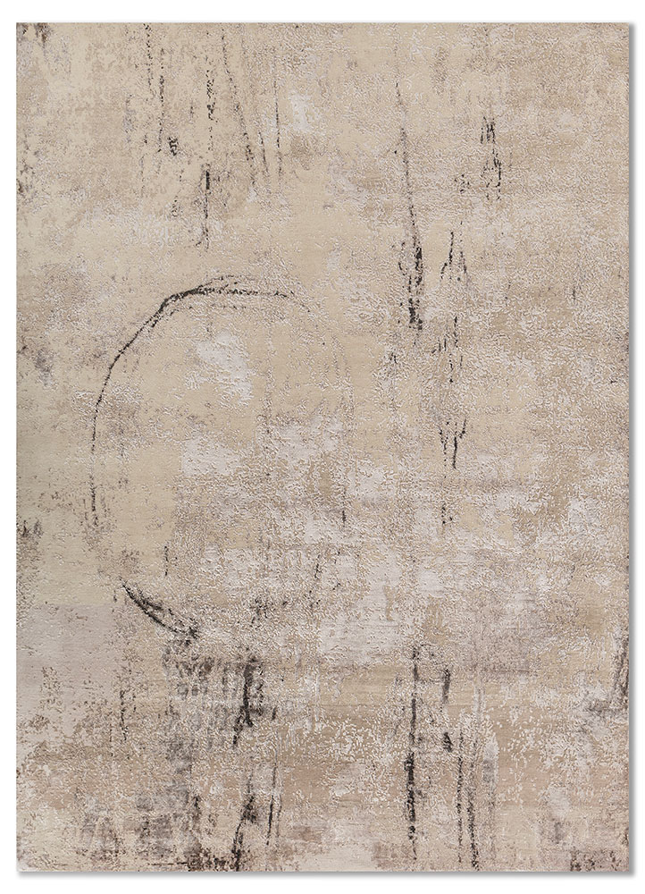 erbe ivory wool and bamboo silk hand knotted Rug - HeadShot