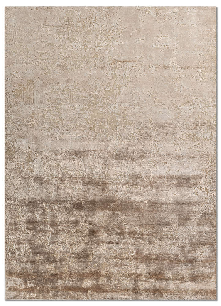aprezo beige and brown wool and bamboo silk hand knotted Rug - HeadShot