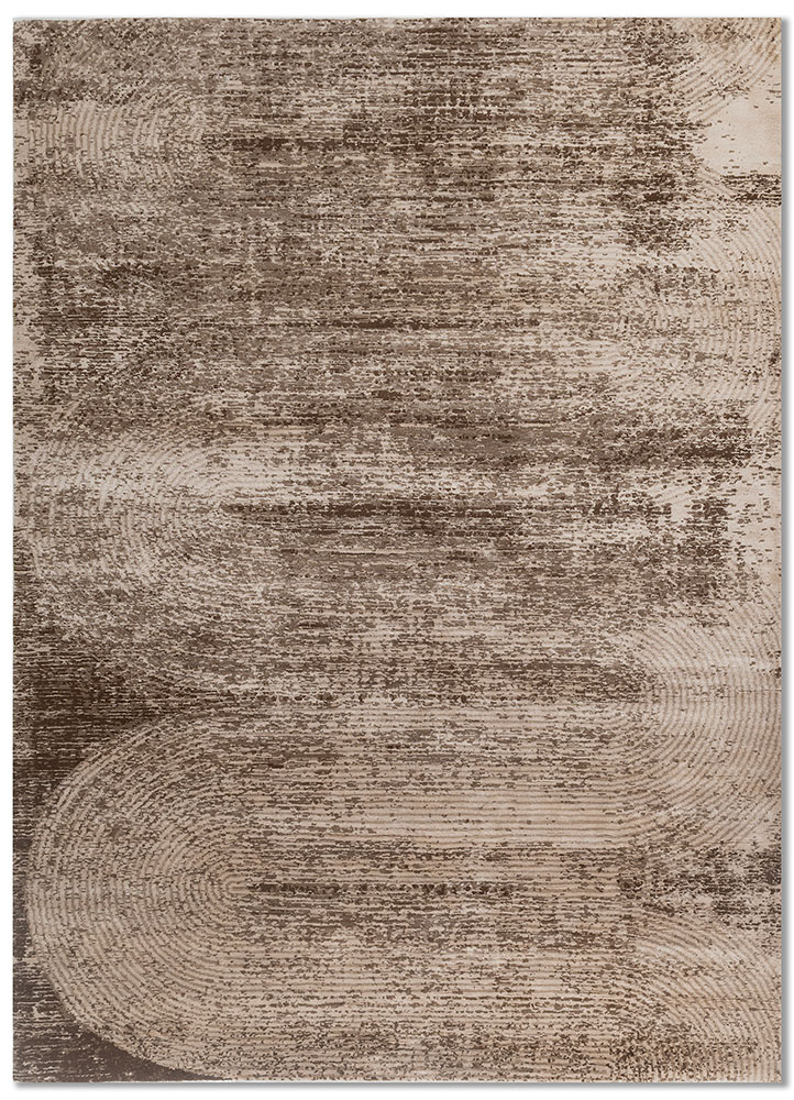 entropy ivory wool and bamboo silk hand knotted Rug - HeadShot