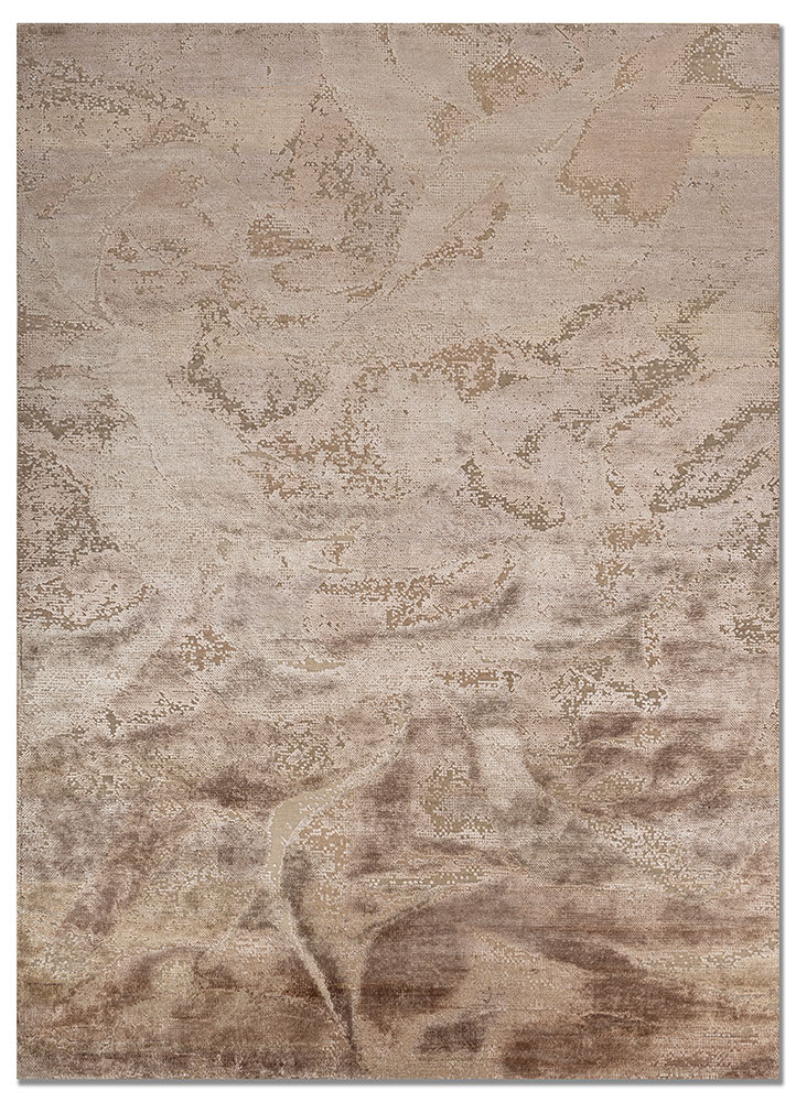 aprezo ivory wool and bamboo silk hand knotted Rug - HeadShot
