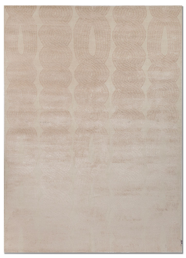 azalea ivory wool and bamboo silk hand knotted Rug - HeadShot