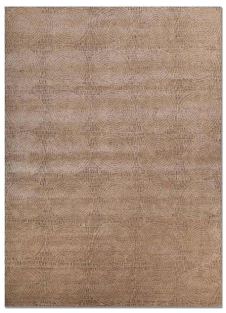 azalea beige and brown wool and bamboo silk hand knotted Rug - HeadShot