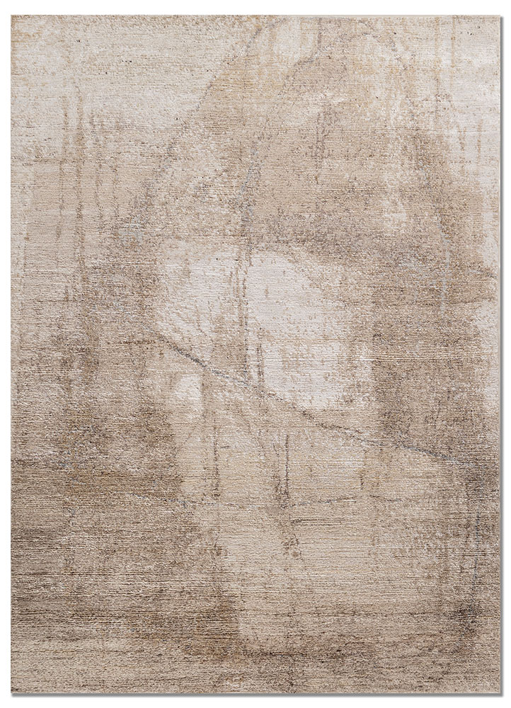 aprezo ivory wool and bamboo silk hand knotted Rug - HeadShot