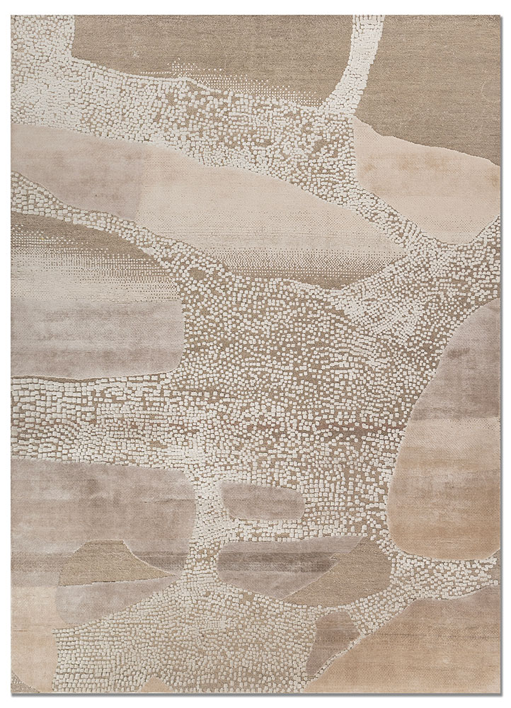 Aprezo Beige & Brown Hand Knotted Wool & Bamboo Silk Rugs - Akwb