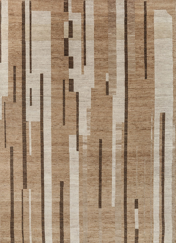 blythe beige and brown wool hand knotted Rug - HeadShot