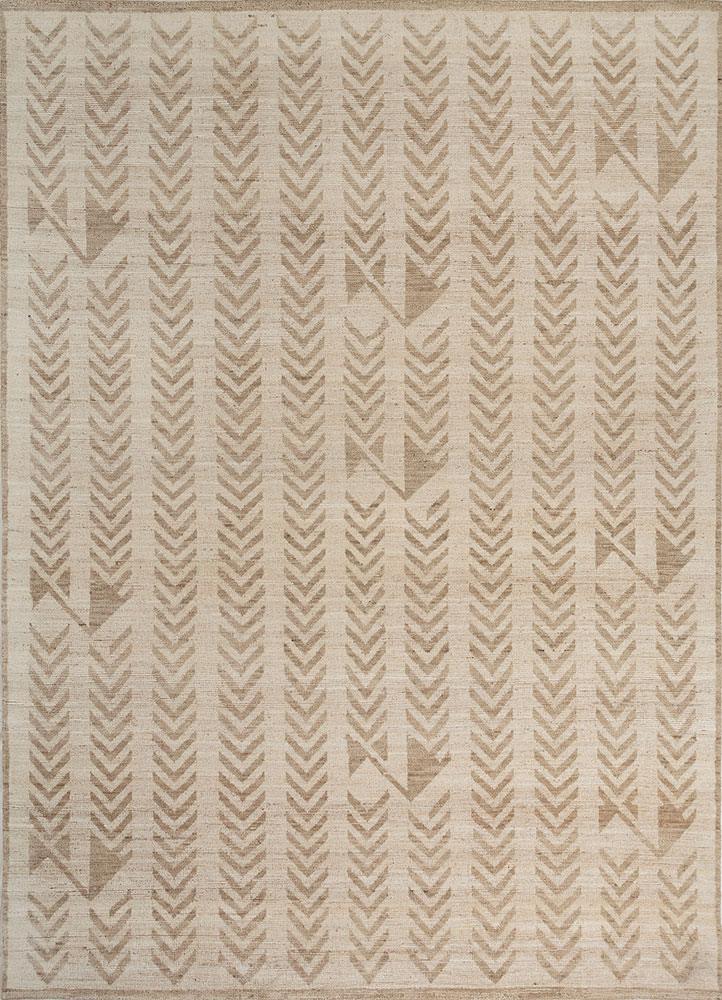 hula ivory wool hand knotted Rug - HeadShot