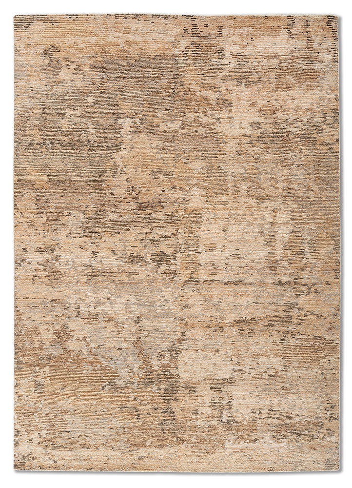 entropy beige and brown wool hand knotted Rug - HeadShot