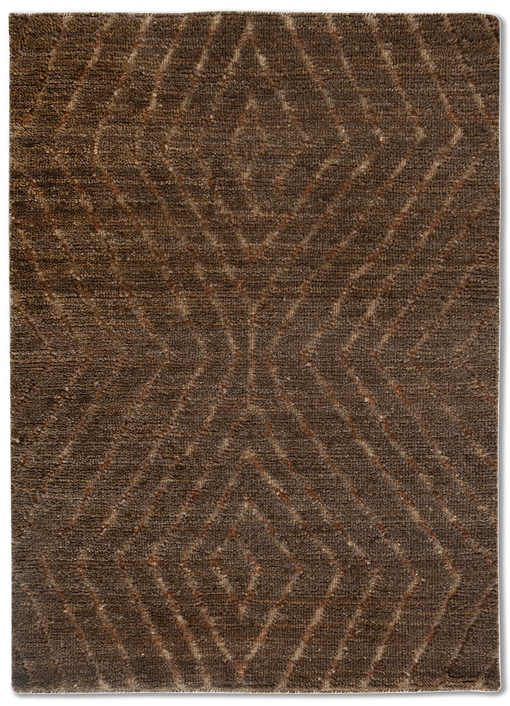 zuri beige and brown wool hand knotted Rug - HeadShot