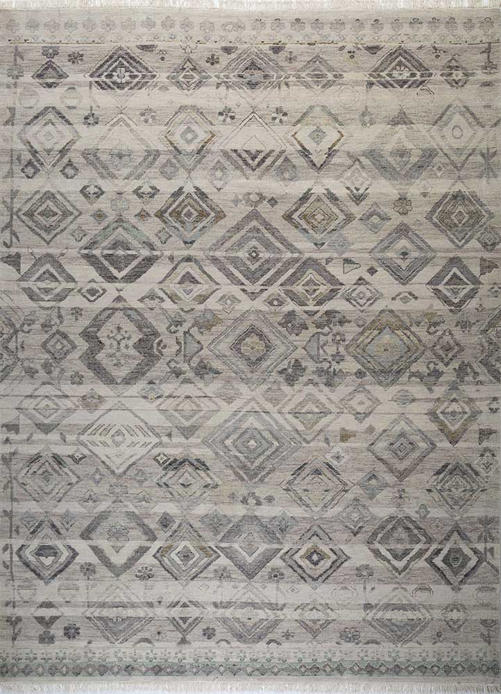 thyme ivory wool hand knotted Rug - HeadShot