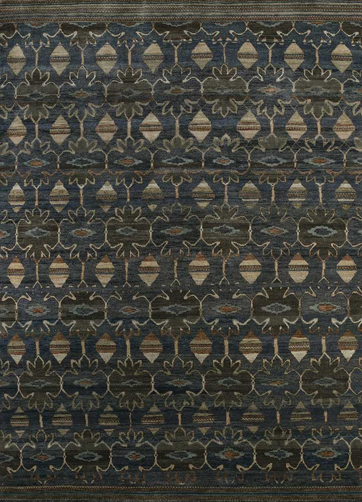 erbe blue wool hand knotted Rug - HeadShot