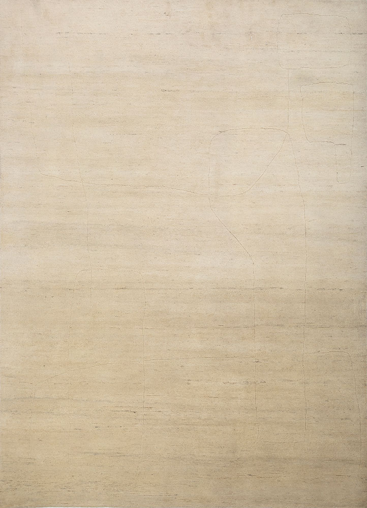 zuri ivory wool hand knotted Rug - HeadShot