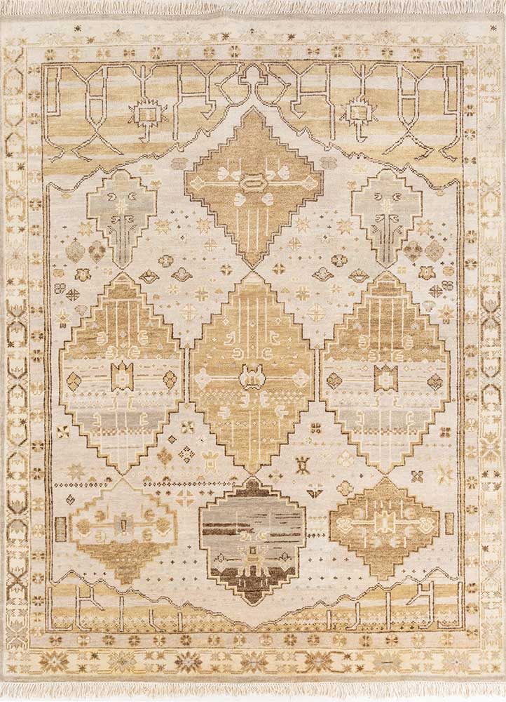 thyme ivory wool hand knotted Rug - HeadShot