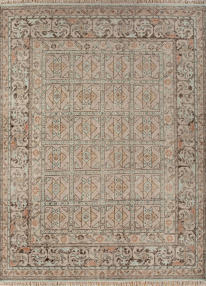 savana pink and purple wool hand knotted Rug - HeadShot