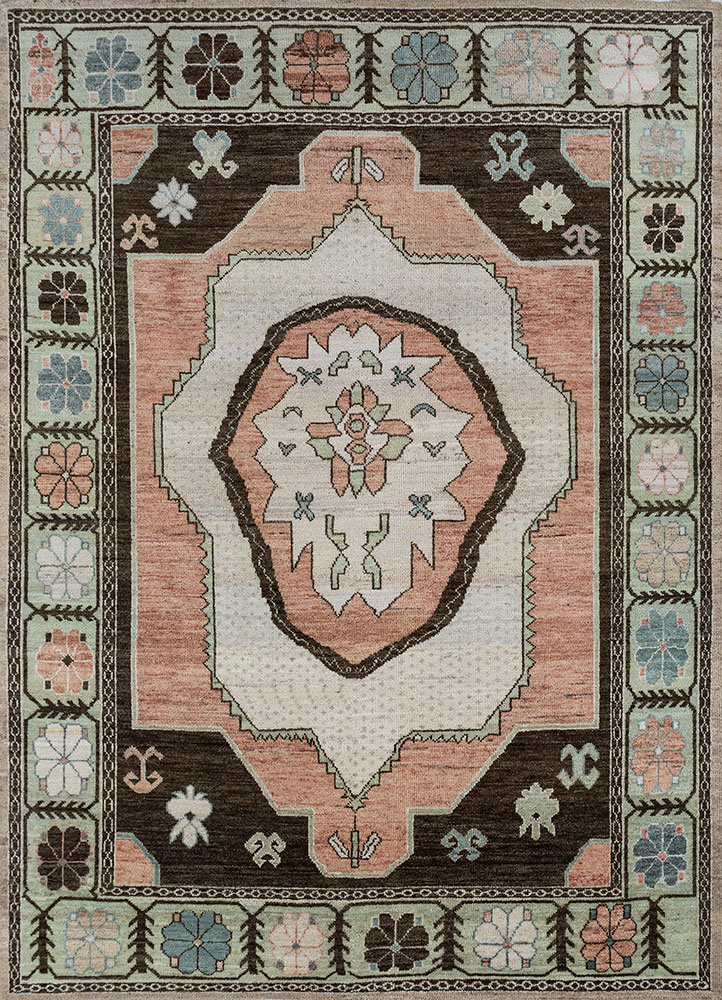 thyme ivory wool hand knotted Rug - HeadShot