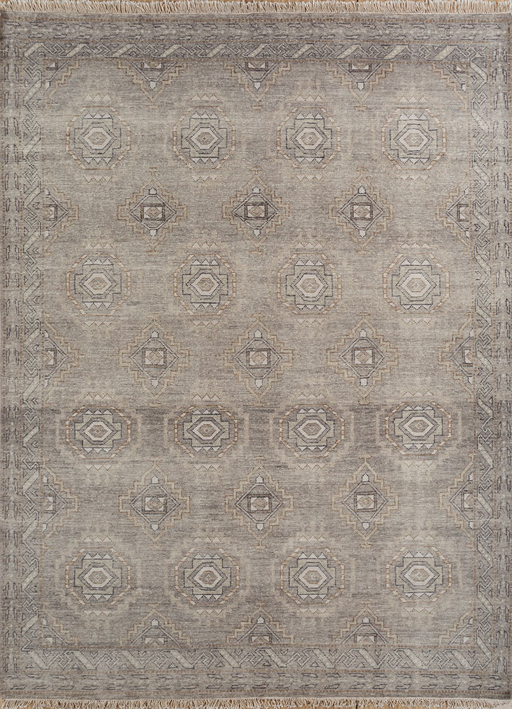 savana grey and black wool hand knotted Rug - HeadShot