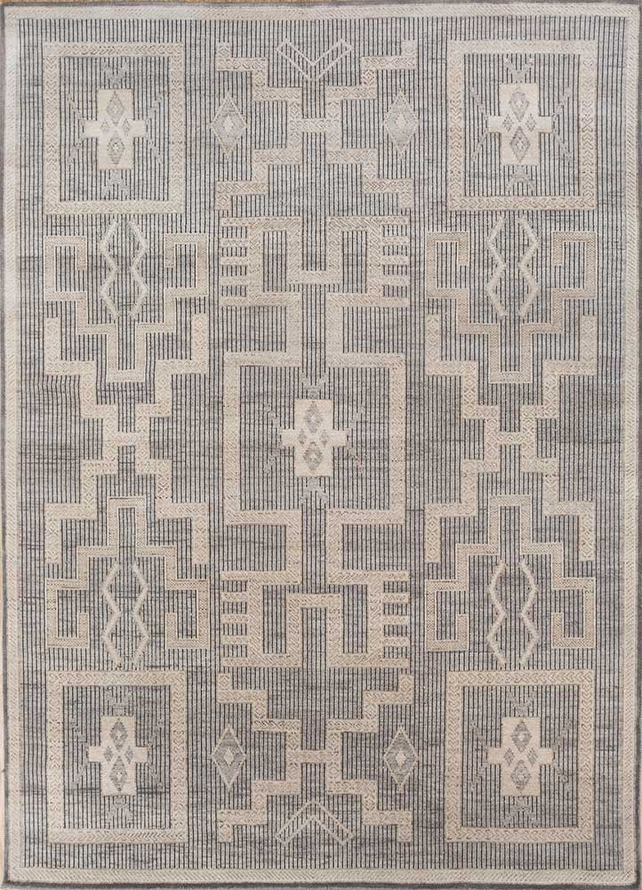 thyme grey and black wool hand knotted Rug - HeadShot