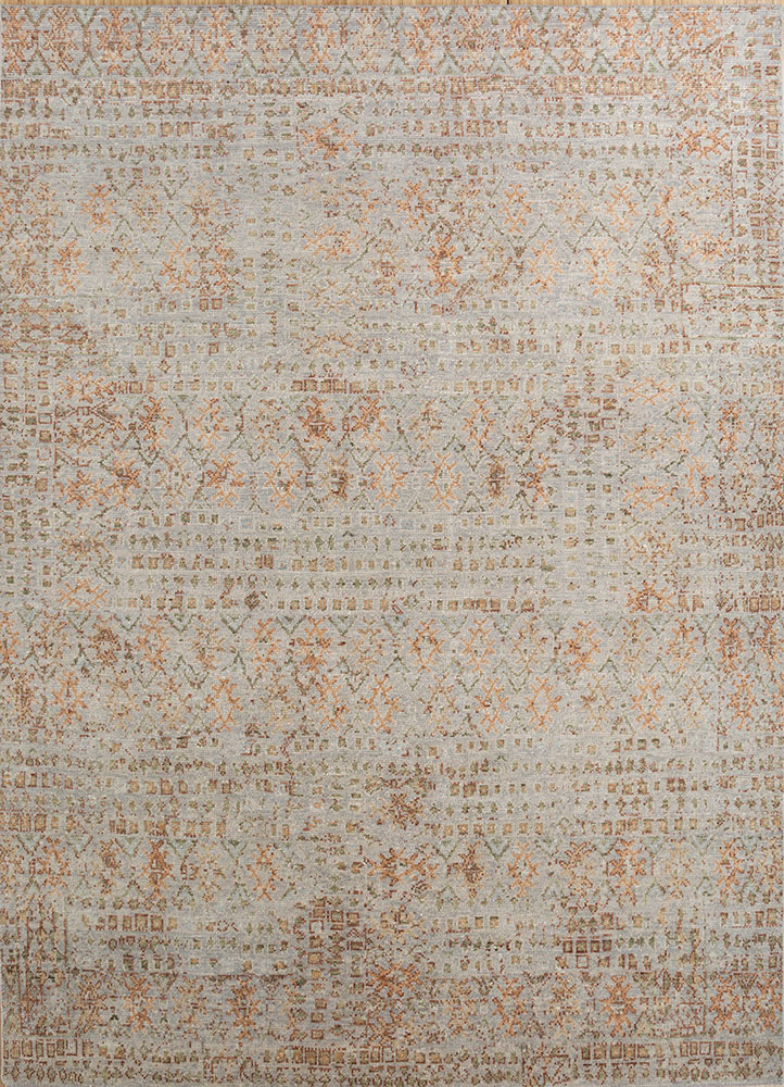 erbe blue wool hand knotted Rug - HeadShot