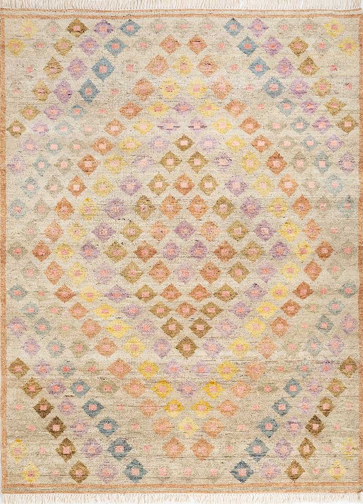 erbe ivory wool hand knotted Rug - HeadShot