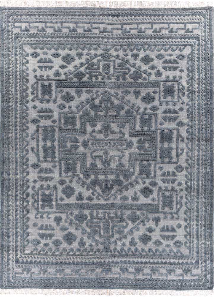 manifest grey and black wool hand knotted Rug - HeadShot