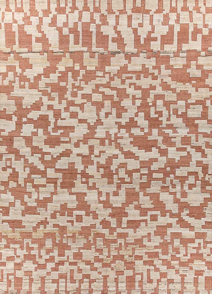 thyme red and orange wool hand knotted Rug - HeadShot