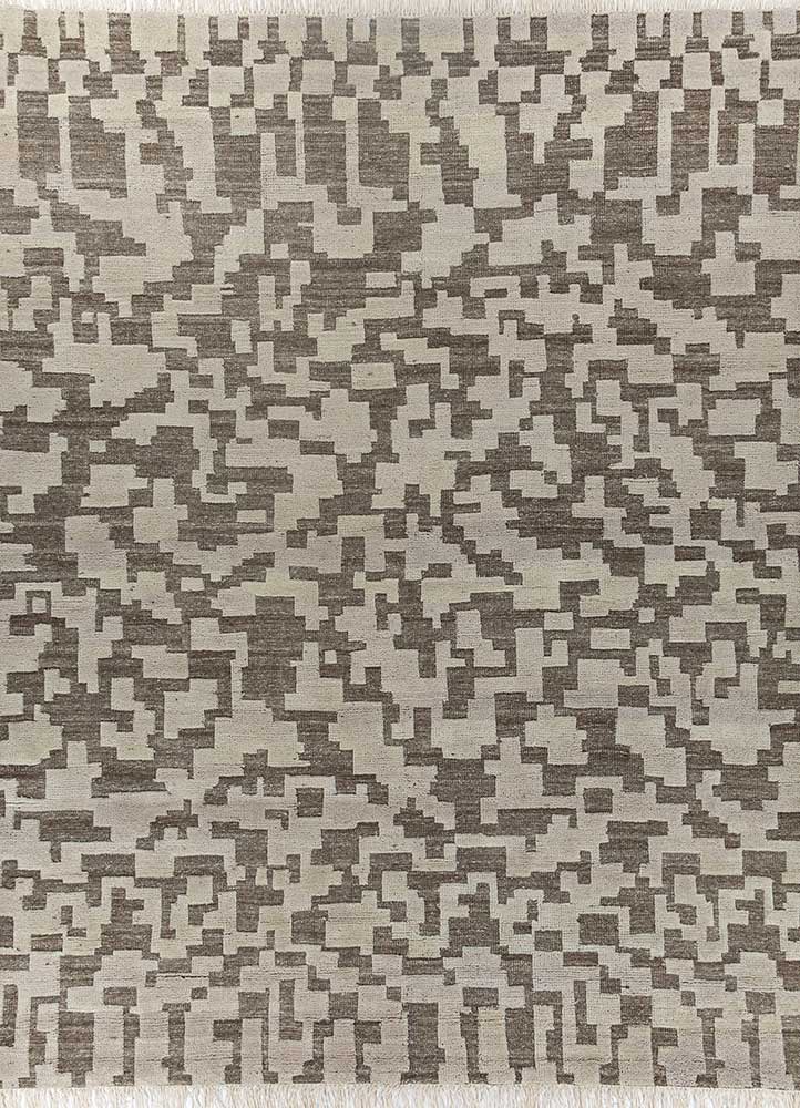 thyme beige and brown afghan wool hand knotted Rug - HeadShot