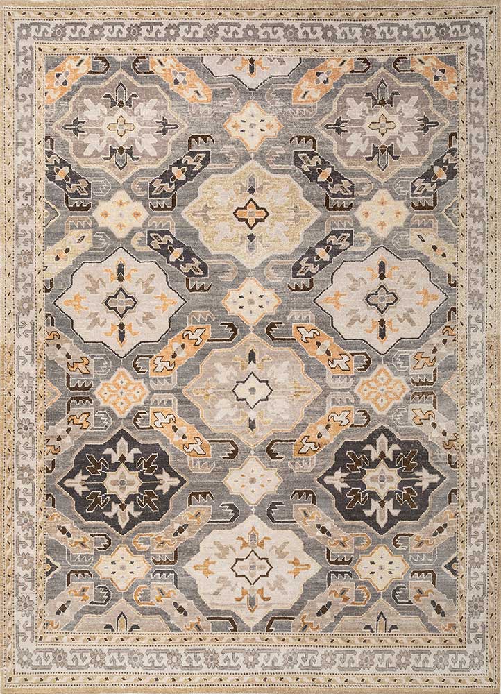erbe grey and black wool hand knotted Rug - HeadShot