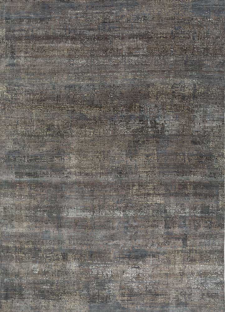 uvenuti grey and black wool hand knotted Rug - HeadShot