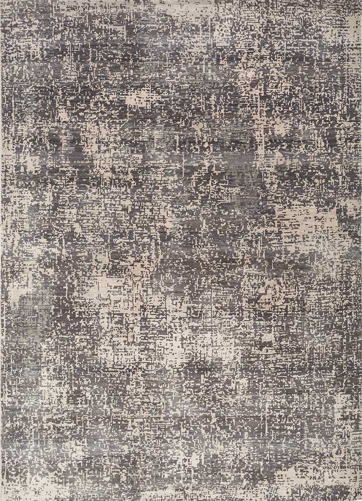 uvenuti grey and black wool hand knotted Rug - HeadShot
