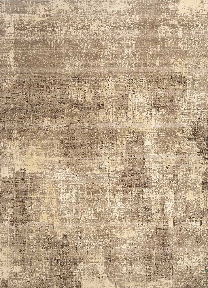 uvenuti beige and brown wool hand knotted Rug - HeadShot