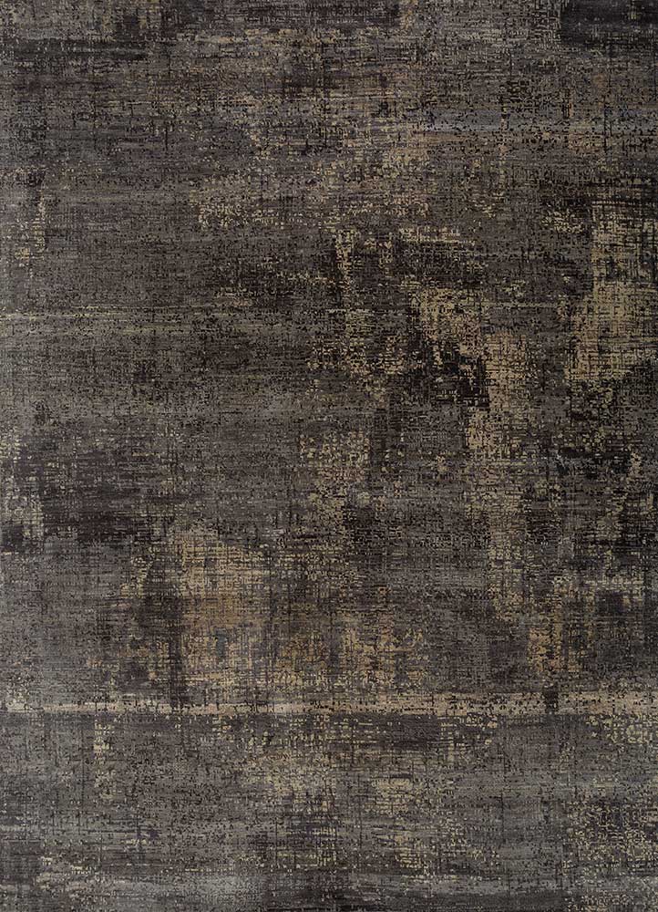 uvenuti grey and black wool hand knotted Rug - HeadShot