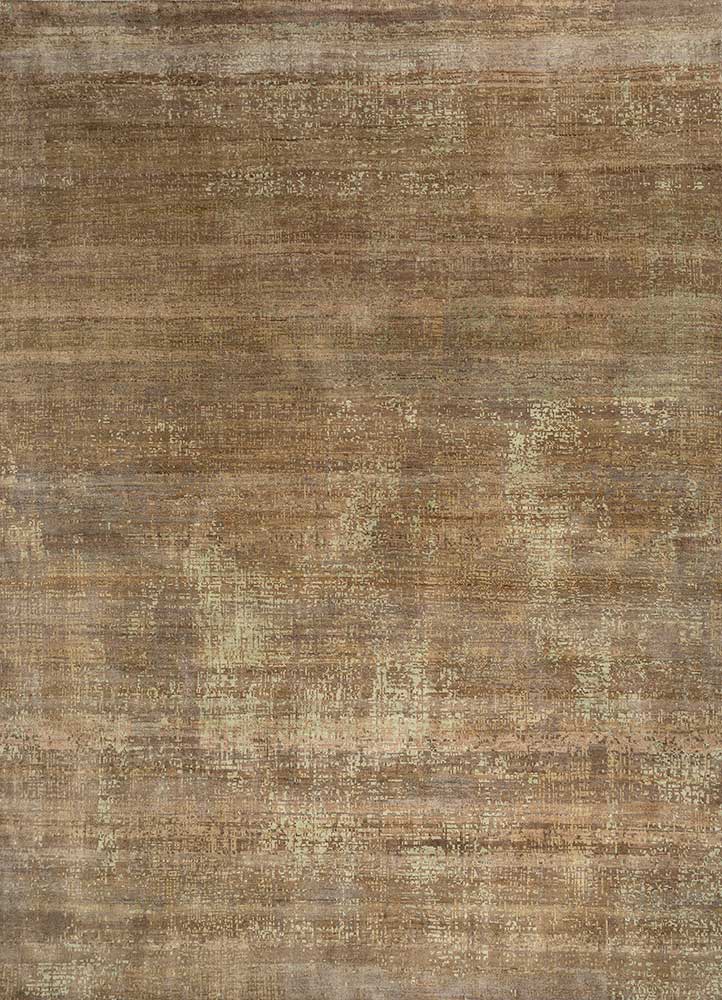 uvenuti beige and brown wool hand knotted Rug - HeadShot