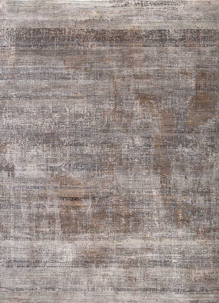 uvenuti grey and black wool hand knotted Rug - HeadShot